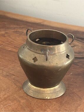 Vintage Small Brass Incense Holder with Cutouts